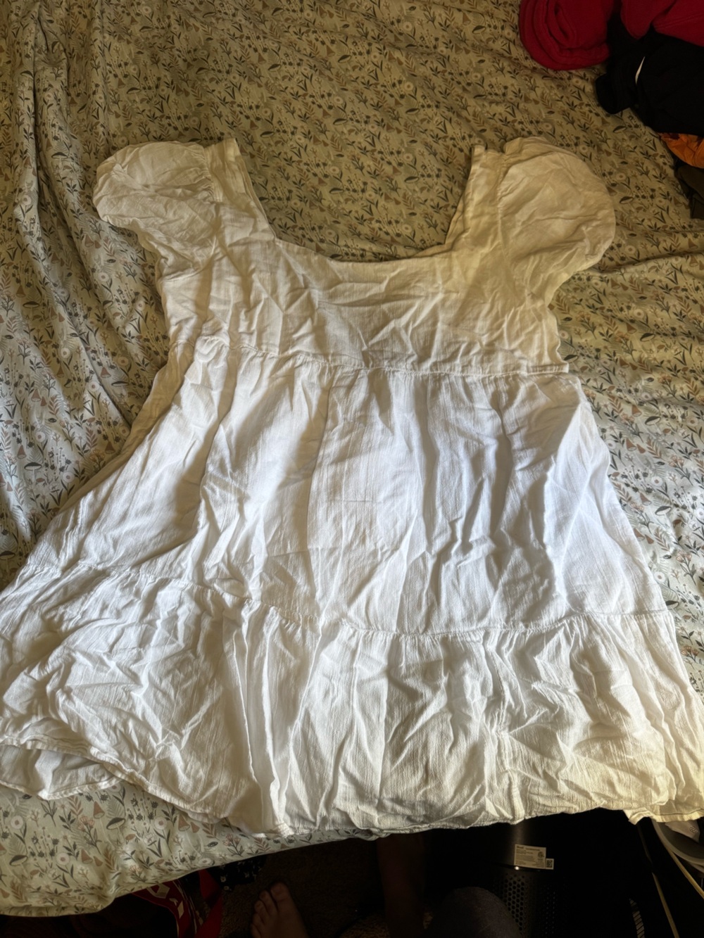 Abound White Midi Puff-Sleeve Dress